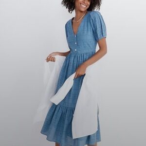 Madewell Quilted Eyelet Midi Dress NWT